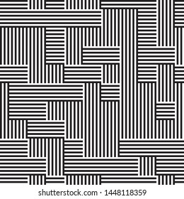 Modern texture with black bands. Vector seamless pattern. Pattern with 50% foreground (black and white bands) and 50% background (black and white bands)