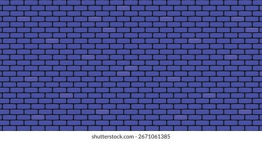 textura moderna da parede de tijolos de muitas linhas de tijolos pintados na cor azul. vetor