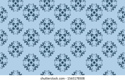Modern texture with seamless dark blue leaf floral.