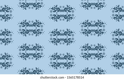 Modern texture with seamless dark blue leaf floral.