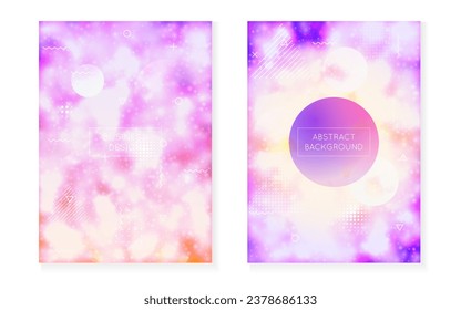 Modern Texture. Violet Magic Pattern. Liquid Shape. Shiny Fluorescent Template. Motion Flyer. Rainbow Design. Soft Poster. Science Dots. Purple Modern Texture