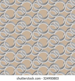 Modern texture of the volume of rings on a beige background