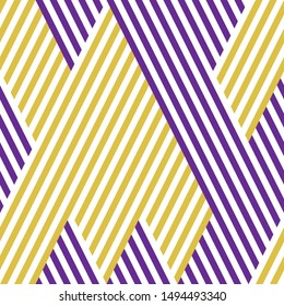 Modern texture with yellow and violet bands. Vector seamless pattern.