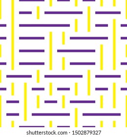 Modern texture with yellow and violet bands. Vector seamless pattern. 