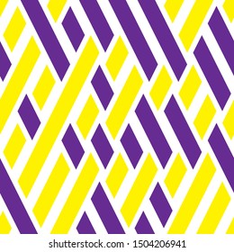 Modern texture with yellow and violet bands. Vector seamless pattern.