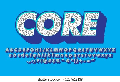 Modern textured alphabet with bold shadow