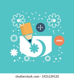 Modern textured flat illustration pencil writing concept 