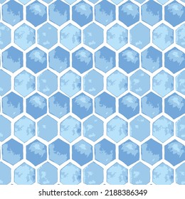 el patrón de mosaico hexágono texturado moderno en todas partes se repite sin fisuras en el fondo azul.
