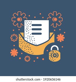 Modern textured icons with mail security concept illustration