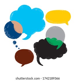 Modern texturised speech bubbles in vector. Versatile and ready to use design template.