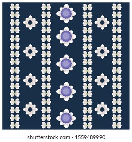 MODERN THAI GARLAND FLAT VECTOR NAVY BACKGROUND-LINE PATTERN