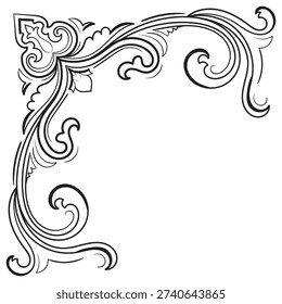 Modern Thai patterns, vintage scroll corners, vintage decorative elements.
