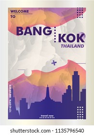 Modern Thailand Bangkok skyline abstract gradient poster art. Travel guide cover city vector illustration