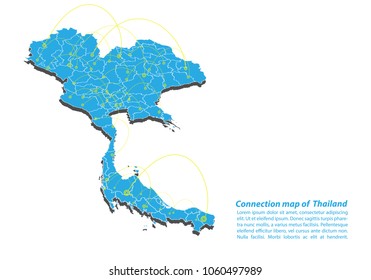 Modern of thailand Map connections network design, Best Internet Concept of thailand map business from concepts series, map point and line composition. Infographic map. Vector Illustration.