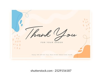 modern thankyou for order card for business promo vector