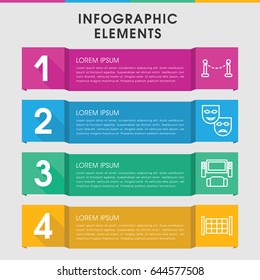 Modern theater infographic template. infographic design with theater icons includes fence, mask. can be used for presentation, diagram, annual report, web design.