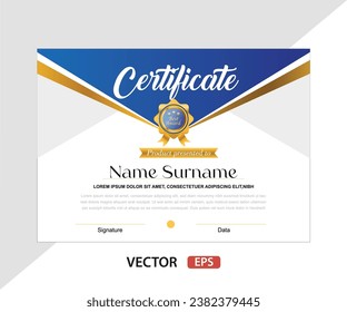 Modern  theme certificate template, vector design.
