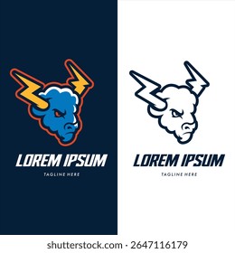 modern themed goat and thunder logo design