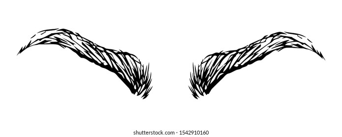 Modern thin big eyelash light backdrop. Freehand linear dark ink hand drawn old emblem insignia sketchy in retro artistic scribble etched print stylize pen on paper space for text. Close up macro view