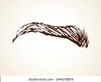 Modern thin big male eyelash light backdrop. Freehand linear dark ink hand drawn emblem insignia sketchy in retro artistic scribble etched print stylize pen on paper space for text. Close up view