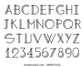 Modern thin double line font, alphabet elegant design, vector
