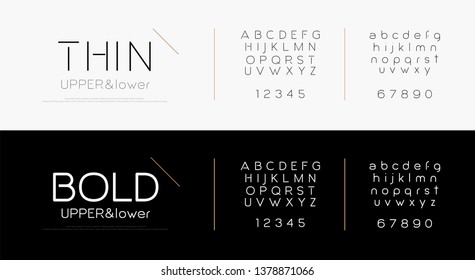 Modern thin line alphabet letters font set. Minimal urban lettering designs typography fonts simple style, regular uppercase, lowercase and number. vector illustration