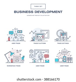 Modern thin line business icons set of application development  idea concept, information and mobile technologies vectors collection in flat Style