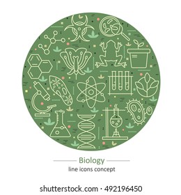 Modern thin line concepts with biology elements. Logo for trendy designs. Vector icons and elements.