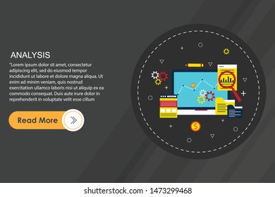 
Modern thin line design for analysis website banner. Vector illustration concept for business analysis, market research, product testing, data analysis