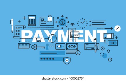 Modern thin line design concept for PAYMENT website banner. Vector illustration concept for shopping, payment method, e-banking.