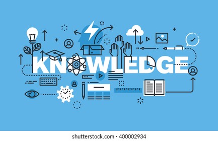 Modern thin line design concept for KNOWLEDGE website banner. Vector illustration concept for university and education. 