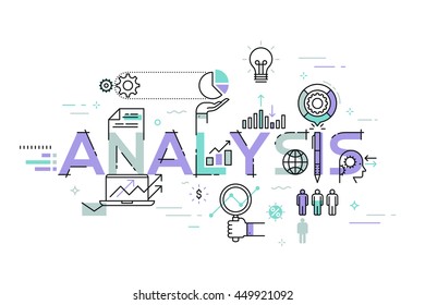 Modern thin line design concept for website banner. Vector illustration concept for business strategy, statistics, market research, product testing, data analysis.