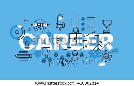Modern thin line design concept for CAREER website banner. Vector illustration concept for human resources, career opportunities, professional skills, management.
