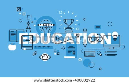 Modern thin line design concept for EDUCATION website banner. Vector illustration concept for school, college and university, education.