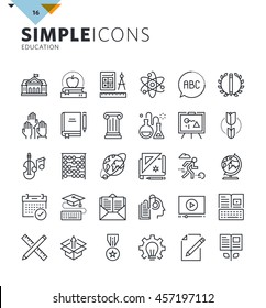 Modern thin line education icons. Premium quality outline symbol collection for web design, mobile app, graphic design. Mono linear pictograms, infographics and web elements pack.