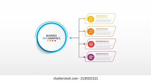 Modern Thin line element design for infographic with number options. Business concept with 4 step, arrow. Can be used for presentations, chart, report, layout, web design.Eps10 Vector template.