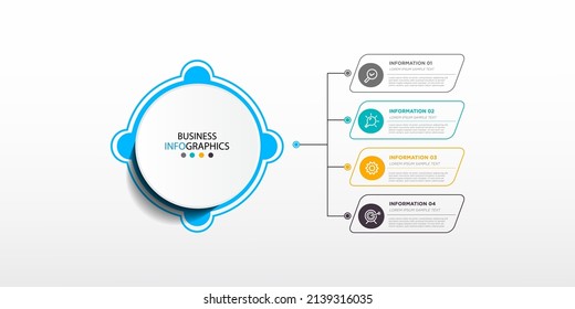 Modern Thin line element design for infographic with number options. Business concept with 4 step, arrow. Can be used for presentations, chart, report, layout, web design.Eps10 Vector template.
