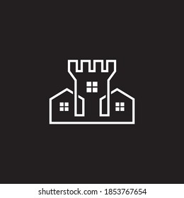 modern thin line fortress castle home vector icon