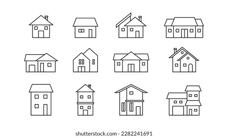 Modern Thin Line House Icon - Vector Illustration of Building and Home Design