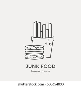 Modern thin line icon, concept of junk food.  Flat design web graphic element.
