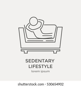 Modern thin line icon, concept of sedentary lifestyle.  Flat design web graphic element.