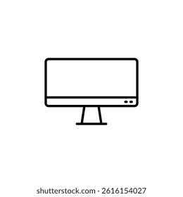 Modern thin line icon of a desktop computer screen on white background