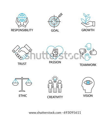 Modern Thin Line Icon and Pictogram, Business Core Value Concept, Flat thin line designed vector Illustrator