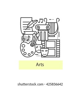 Modern thin line icons of Art.  Logo Concepts for trendy designs. Vector  background.
