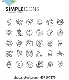 Modern thin line icons of environment and green energy. Premium quality outline symbol collection for web design, mobile app, graphic design. Mono linear pictograms, infographics and web elements pack