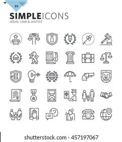 Modern thin line icons of law and lawyer services. Premium quality outline symbol collection for web design, mobile app, graphic design. Mono linear pictograms, infographics and web elements pack. svg