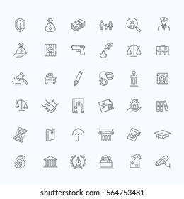 Modern Thin Line Icons Of Law And Lawyer Services.