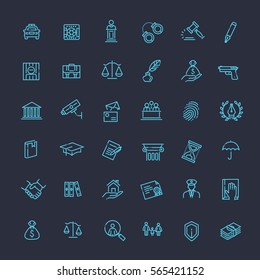 Modern Thin Line Icons Of Law And Lawyer Services