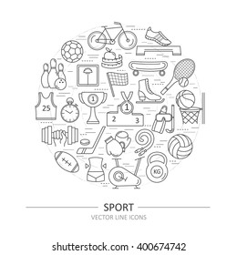 Modern Thin Line Of Icons On Sports Themes. High Quality Vector Logos For Modern Concepts.