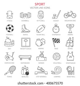 Modern Thin Line Of Icons On Sports Themes. High Quality Vector Logos For  Concepts.